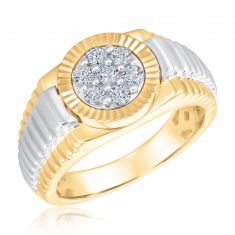 1/2ctw Diamond Cluster Two-Tone Ring | Men's