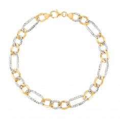 Two-Tone Figaro Chain Bracelet | 7mm | 8.5 Inches | Men's