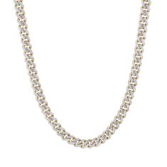 Two-Tone Hollow Miami Cuban Link Chain Necklace 9.5mm, 24 Inches