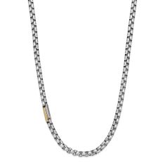 Men's Two-Tone Stainless Steel 4.5mm Round Box Chain Station Necklace