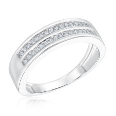 1/4ctw Diamond Double Row White Gold Band | Men's