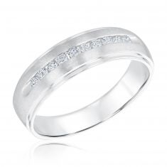 1/4ctw Round Diamond White Gold Ring | Men's