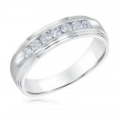 1/2ctw Diamond Seven Stone White Gold Band