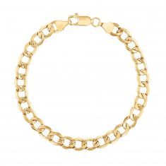 Men's Yellow Gold Curb Chain Bracelet, 6.5mm