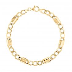 Men's Yellow Gold Fancy Figaro Chain Bracelet