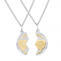 Mizpah Two-Tone Breakaway Medallion Pendants With Two Chains