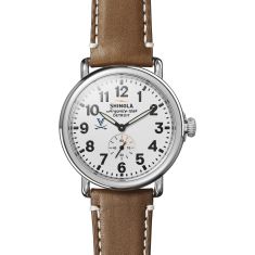 UVA Shinola The Runwell White Dial Tan Leather Strap Watch 41mm by M.LaHart & Co.