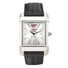 Virginia Tech Collegiate Silver Dial Black Leather Strap Watch 35mm by M.LaHart & Co.