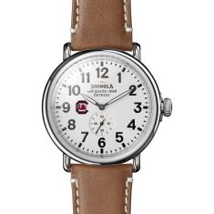 University of South Carolina Shinola The Runwell White Dial Tan Leather Strap Watch 47mm by M.LaHart & Co.