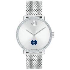 Notre Dame Movado BOLD Crystal Bezel Stainless Steel Mesh Bracelet Watch 34mm by M.LaHart & Co.