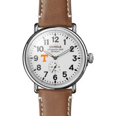 University of Tennessee Shinola The Runwell White Dial Tan Leather Strap Watch 47mm by M.LaHart & Co.