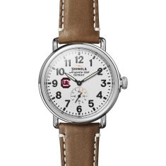 University of South Carolina Shinola The Runwell White Dial Tan Leather Strap Watch 41mm by M.LaHart & Co.