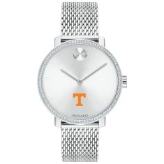 University of Tennessee Movado BOLD Crystal Bezel Stainless Steel Mesh Bracelet Watch 34mm by M.LaHart & Co.