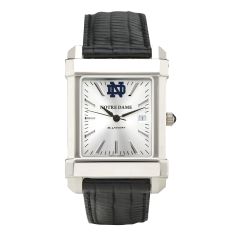 Notre Dame Collegiate Silver Dial Black Leather Strap Watch 35mm by M.LaHart & Co.