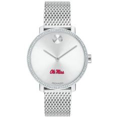Ole Miss Movado BOLD Crystal Bezel Stainless Steel Mesh Bracelet Watch 34mm by M.LaHart & Co.