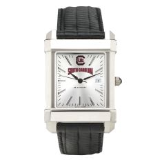 University of South Carolina Collegiate Silver Dial Black Leather Strap Watch 35mm by M.LaHart & Co.