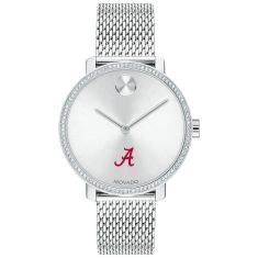 Alabama Movado BOLD Crystal Bezel Stainless Steel Mesh Bracelet Watch 34mm by M.LaHart & Co.