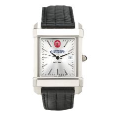 Ole Miss Collegiate Silver Dial Watch 35mm with Black Leather Strap Watch 35mm by M.LaHart & Co.