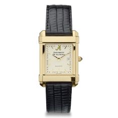 Alabama Gold-Tone Quad Black Leather Strap Watch 35mm by M.LaHart & Co.