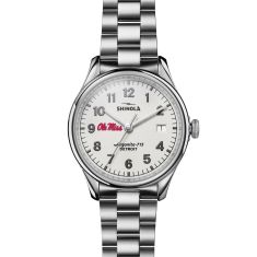 University of Mississippi Shinola The Vinton Alabaster Dial Stainless Steel Watch 38mm by M.LaHart & Co.