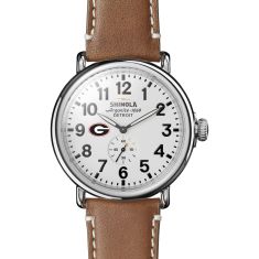 UGA Shinola The Runwell White Dial Tan Leather Strap Watch 47mm by M.LaHart & Co.