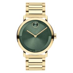 Movado BOLD Evolution Green Dial Gold Ionic-Plated Stainless Steel Bracelet Watch | 40mm | 3601156