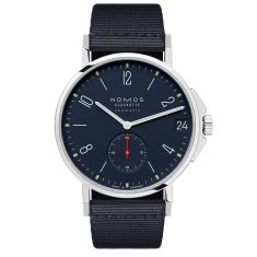 NOMOS Ahoi Neomatik 38 Date Atlantic Blue Dial Blue-Black Textile Strap Watch 38.5mm - 528