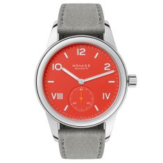 NOMOS Club Campus Nonstop Red Dial Grey Leather Strap Watch 36mm - 716