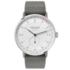 NOMOS Metro Neomatik 41 Update White Dial Grey Leather Strap Watch 40.5mm - 1165