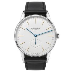 NOMOS Orion White Dial Black Leather Strap Watch 38mm - 384