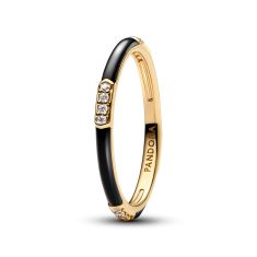 Pandora Me Black Enamel & Stones Gold-Plated Ring