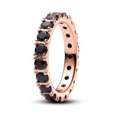 Pandora Black Sparkling Row Rose Gold-Plated Eternity Ring