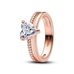 Pandora Double Band Heart Rose Gold-Plated Ring