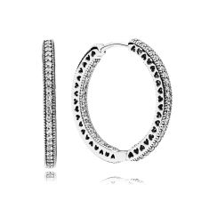 Pandora Hearts of Pandora Hoop Earrings, Clear Cubic Zirconia, 27mm