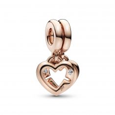 Pandora Linked Sister Hearts Split Dangle Charm | Rose Gold-Plated