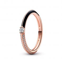 Pandora ME Pavé & Black Dual Ring | Rose Gold-Plated