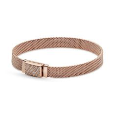 Pandora Reflexions™ Long Clasp Pavé Bracelet, Rose Gold-Plated