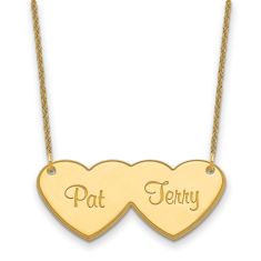 Personalized Engraved Double Heart Name Necklace