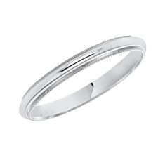 14k White Gold 2.5mm Milgrain Low Dome Wedding Band