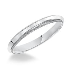 14k White Gold 3mm Milgrain High Dome Comfort Fit Band