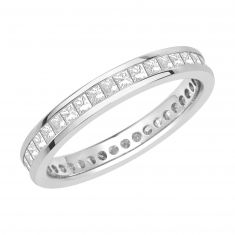 Platinum Channel Set Princess Diamond Eternity Band 1ctw