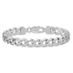 Sterling Silver 8.5mm Beveled Curb Chain Bracelet