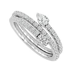 REEDS Flexible 1/2ctw Mixed Shape Diamond White Gold Multi-Row Wrap Ring
