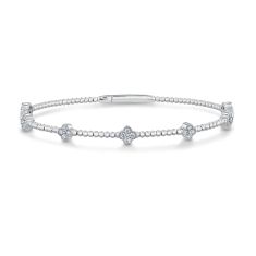 REEDS Flexible 3/8ctw Diamond Floral White Gold Bangle Bracelet