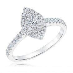 1/2ctw Marquise-Shaped Diamond Composite White Gold Ring - Vintage Collection
