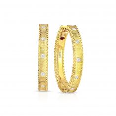 Roberto Coin Princess Diamond Yellow Gold Hoop Earrings 1/8ctw
