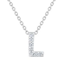 Roberto Coin Tiny Treasures Diamond Love Letter L Necklace 1/20ctw