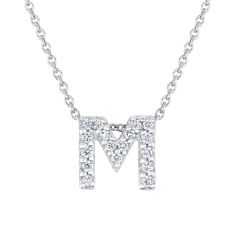 Roberto Coin Tiny Treasures Diamond Love Letter M Necklace 1/15ctw