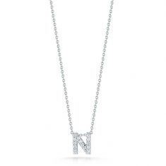 Roberto Coin Tiny Treasures Diamond Love Letter N Necklace 1/15ctw