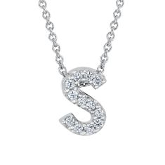 Roberto Coin Tiny Treasures Diamond Love Letter S Necklace 1/15ctw